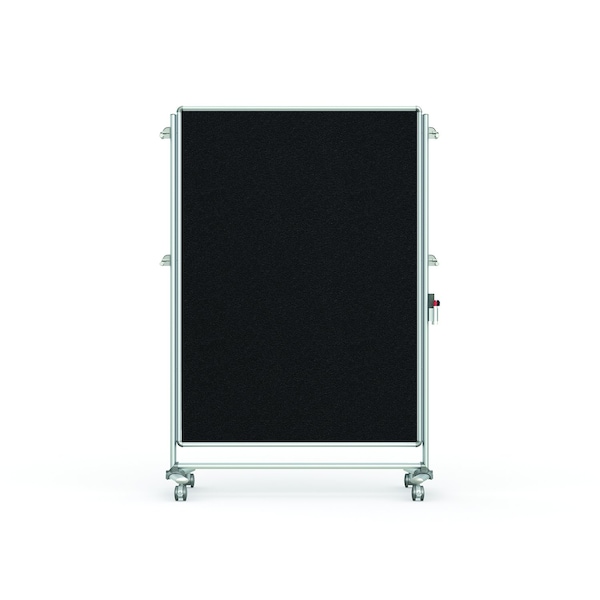 Partition Mobile 2-Sided Fabric Bulletin Board, 65"H x 46"W, Black